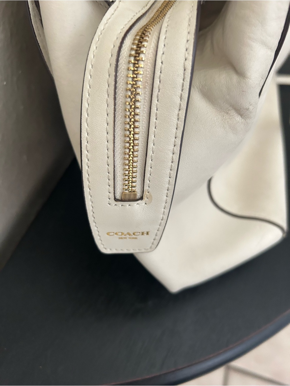 Coach Cream Leather Satchel with Tassels and Gold Hardware - Picture 7 of 16